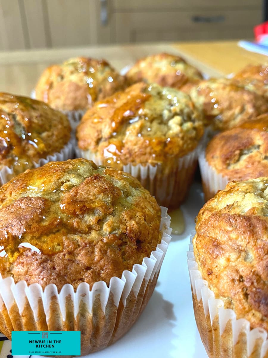Banana Oatmeal Muffins. These muffins are moist, fruity, and extremely delicious. They are the perfect treat for breakfast, brunch, or afternoon tea. Packed with banana and drizzled with honey, a perfect snack