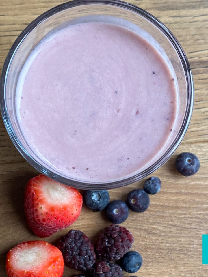 Quick Fruity Berry Smoothie. A delicious creamy smoothie bursting with juicy berries, ready in under 5 minutes