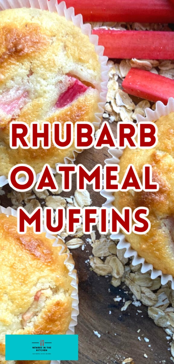 Rhubarb Oatmeal Muffins Recipe. A delicious breakfast or snack, these slightly sweet muffins are loaded with juicy tangy rhubarb, soft and fluffy, with added texture from the oats.