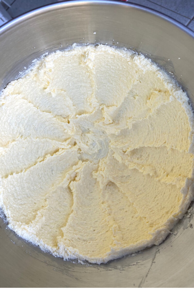 cream the butter and sugar until a pale colour and fluffy