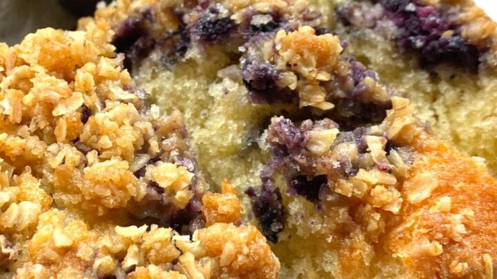 Easy Blueberry and Lemon Crumble Cake. Deliciously soft & moist cake packed with blueberries & a hint of lemon. Topped with a crumble topping. Easiest simple cake recipe ever!
