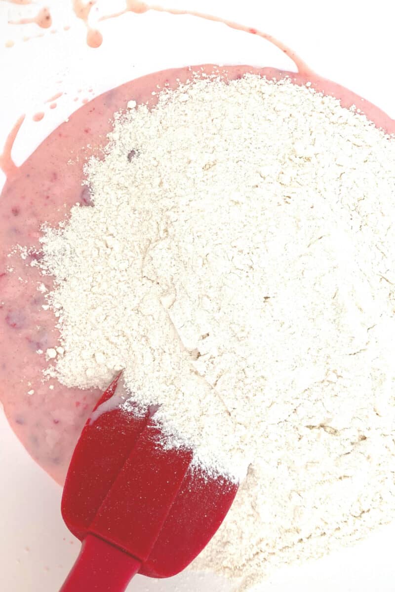 Easy Strawberry French Yogurt Cake, add flour