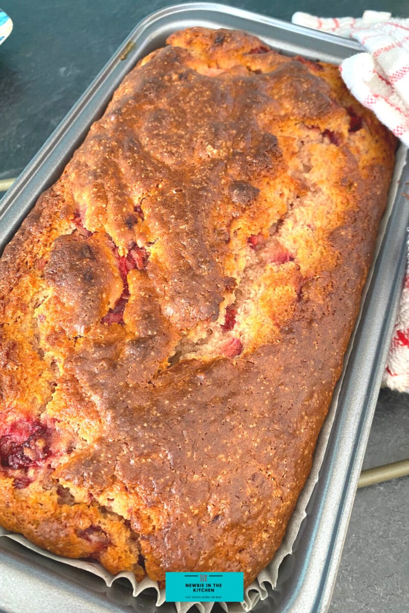 Easy Strawberry French Yogurt Cake, baked