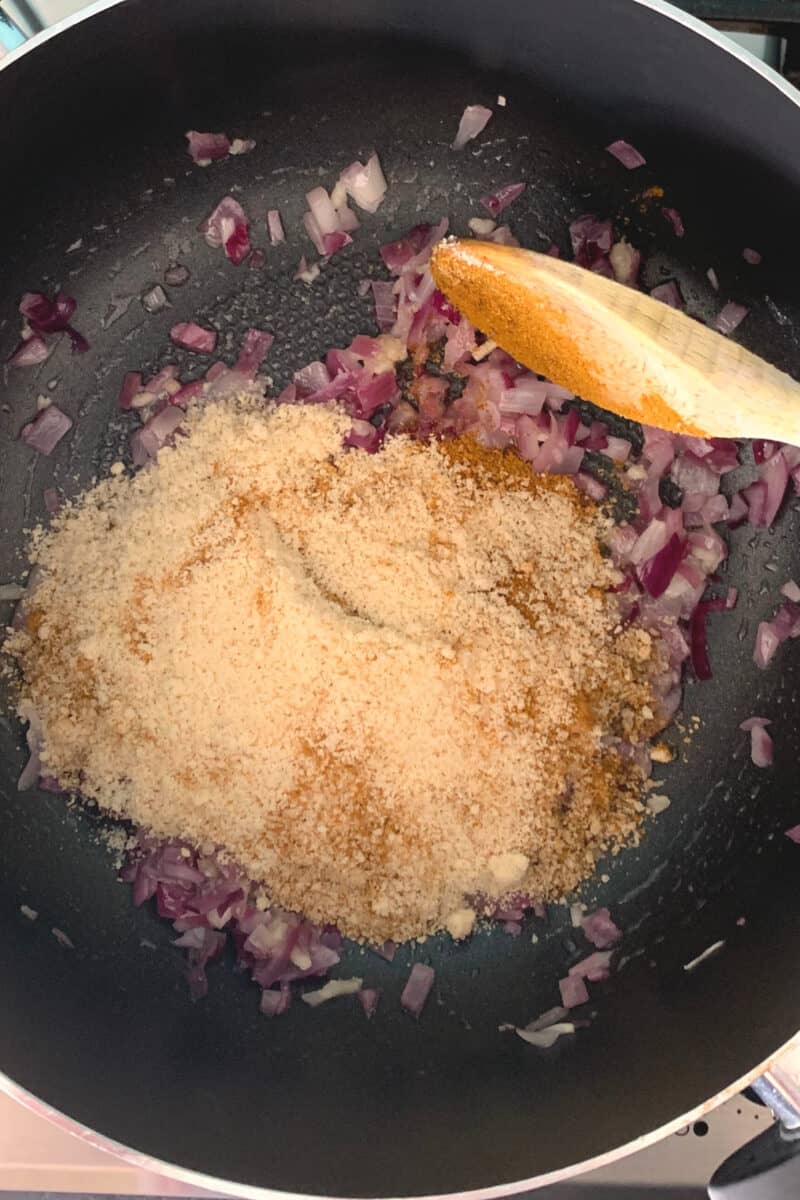 Add the ground almonds and combine Add the ground almonds and combine