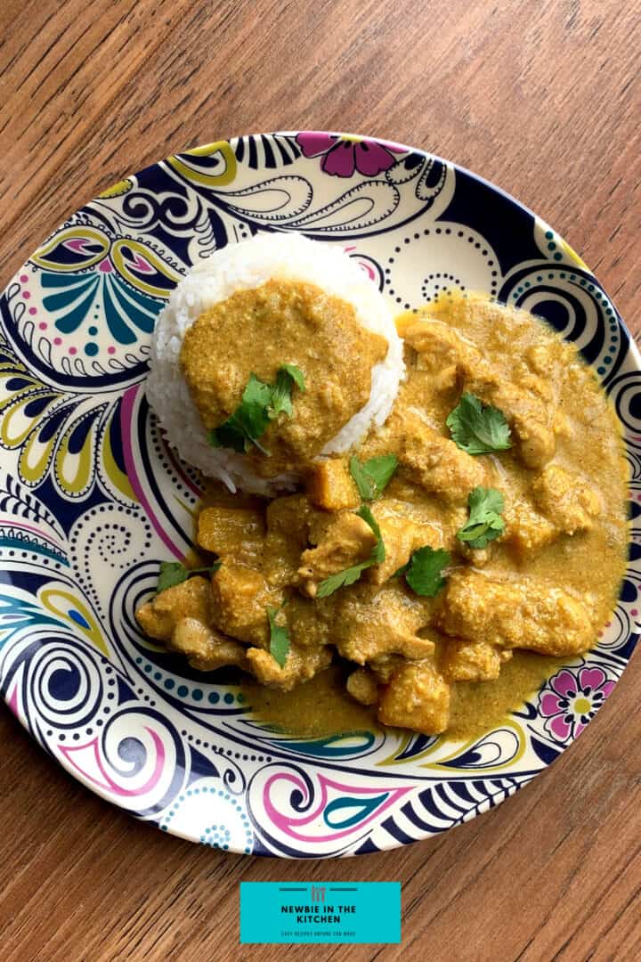 Creamy Coconut Chicken Curry. A delicious mild spiced chicken curry recipe using creamy coconut and ground almonds to give a gentle sweet flavor. Takes under 30 minutes to make, using regular ingredients.
