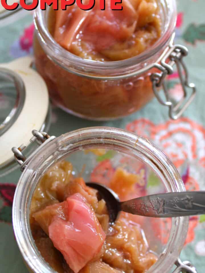 Easy Rhubarb Compote is a great recipe used for a topping on granola, yogurt, ice cream, cakes and many desserts. Easy simple recipe and takes just minutes to make.