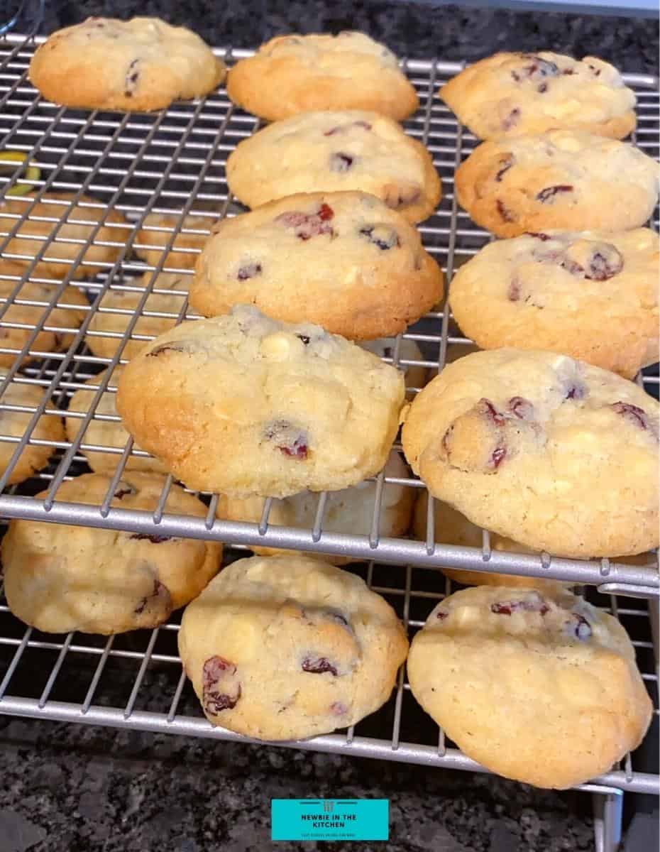 White Chocolate and Cranberry Banana Drop Cookies. These are a light, soft, fluffy cookie, loaded with white chocolate and cranberries. Great for using up those overripe bananas!
