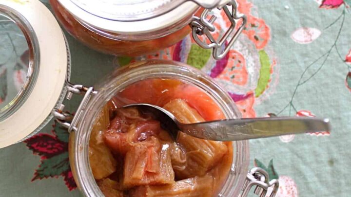 Easy Rhubarb Compote is a great recipe used for a topping on granola, yogurt, ice cream, cakes and many desserts. Easy simple recipe and takes just minutes to make.